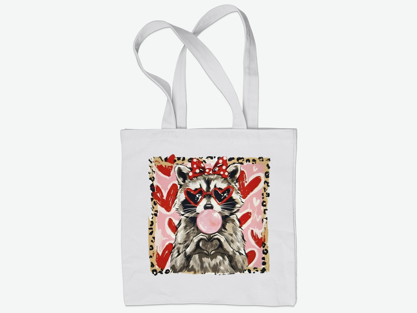 Cute Raccoon with Heart Sunglasses Tote Bag