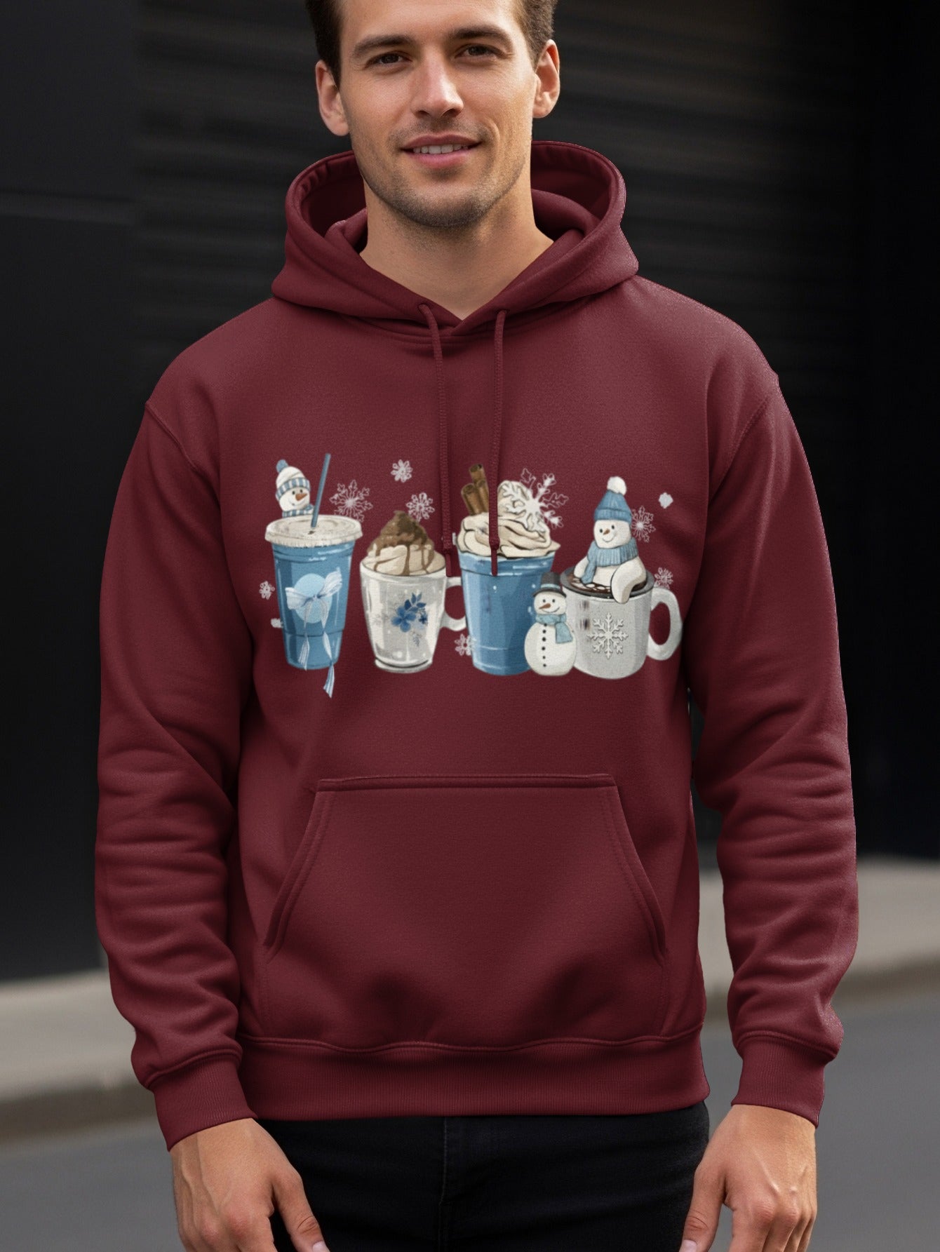 Cozy Snowman Hot Cocoa Graphic Hoodie