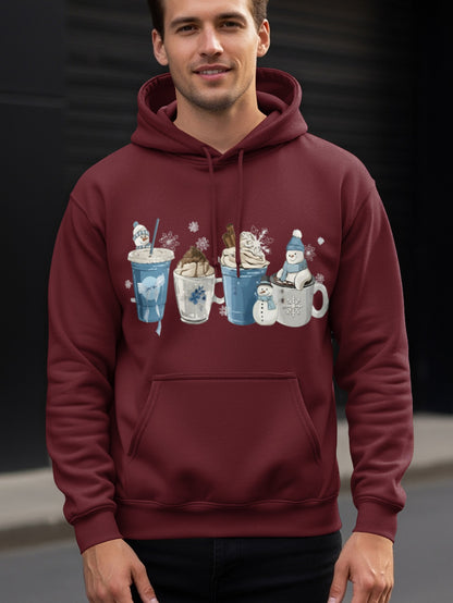 Cozy Snowman Hot Cocoa Graphic Hoodie