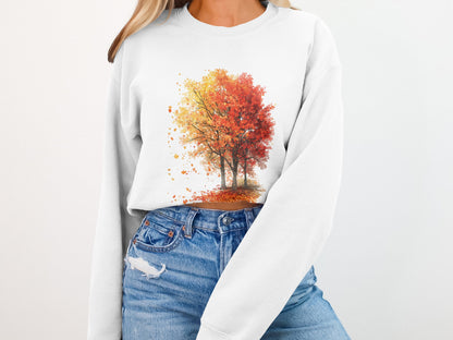 Autumn Tree Graphic White Long Sleeve product type