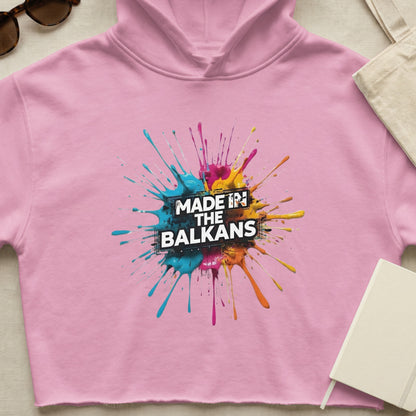 MADE IN THE BALKANS colorful splatter cropped hoodie
