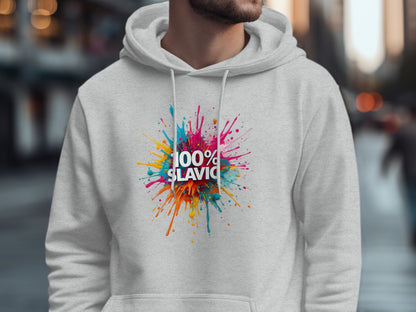 100% SLAVIC colorful splatter hoodie product type