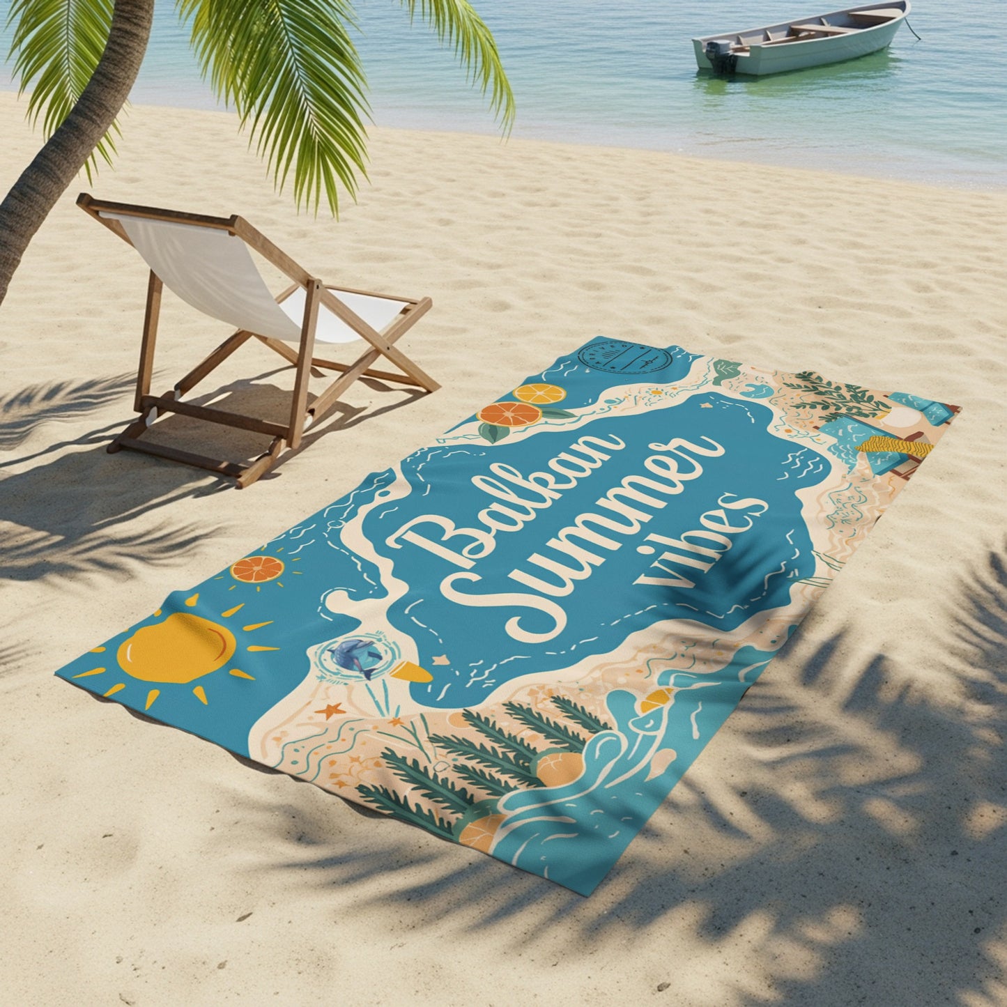 Balkan Summer vibes coastal illustration beach towel